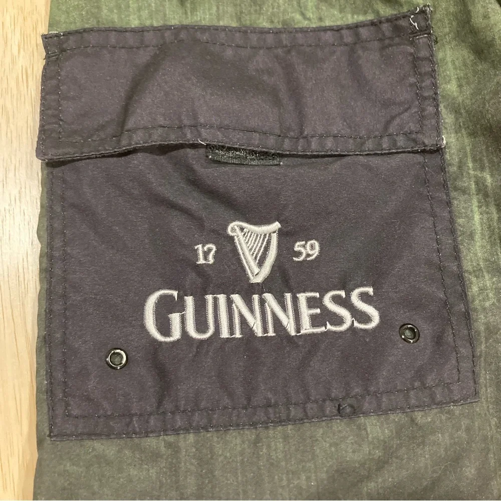 Guinness Beer Men's Black Green White Striped Board Shorts Swim Trunks Size 36